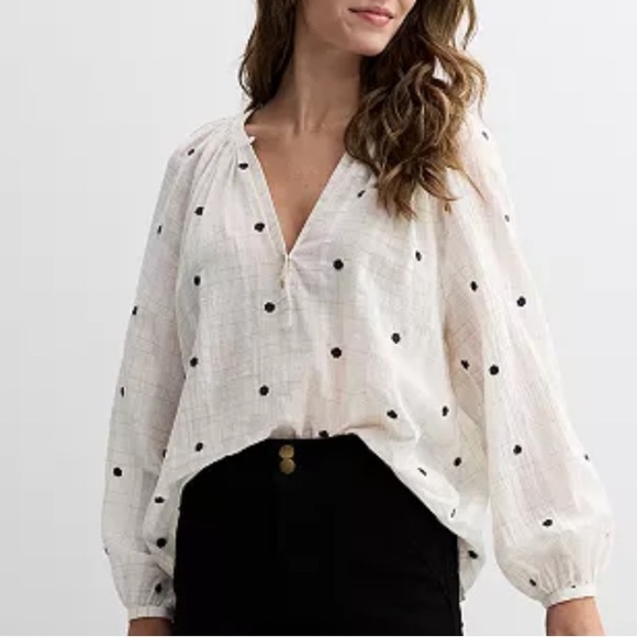 Farmers Market Tops - Women's Farmers Market Jacquard Peasant Blouse, Small, New